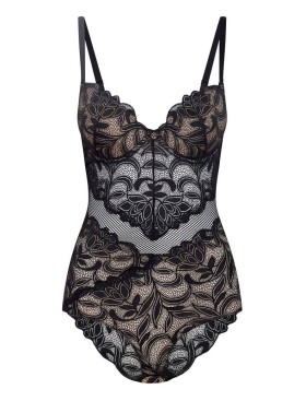 Кружевное боди с пуш-ап Esotiq ANGELICA 39125 черный+телесный, Цвет: черный+телесный, Размеры: S, изображение 3