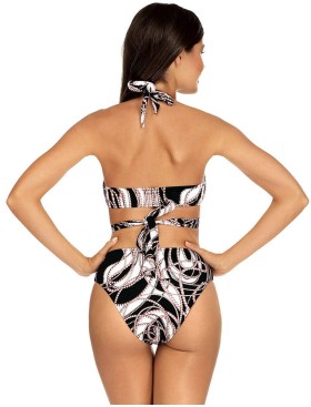 Черно-белый купальник с чашкой пуш-ап Lorin L2419/2, Цвет: черно-белый, Размеры: 70B, изображение 2