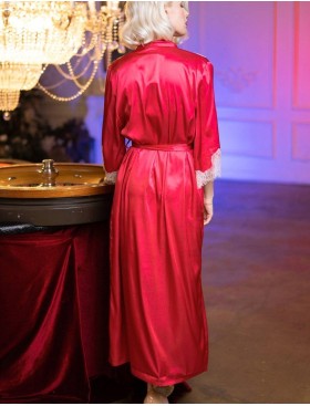 Длинный халат-кимоно из атласа Mia-Amore RUBY 7179, Цвет: красный, Размеры: S/M, изображение 2