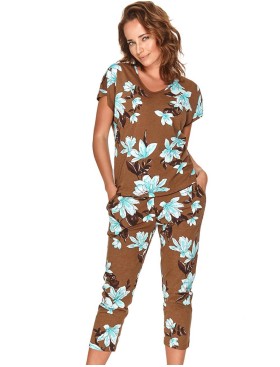 Женская пижама с брюками Taro 2680 LARYSA коричневый/бирюзовый, Цвет: коричневый/бирюзовый, Размеры: S