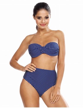 Темно-синий купальник бандо с высокими плавками Lorin L2447/2, Цвет: темно-синий, Размеры: 70C