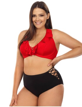 Купальник с мягкой чашкой на косточках Lorin L3107/2 BIG, Цвет: красный, Размеры: 70D