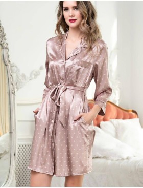 Атласная ночная рубашка-халат Mia-Mella CLEVER 8947 бежевый, Цвет: бежевый, Размеры: 2XL