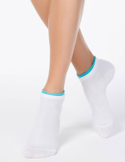 Укороченные женские носки CONTE ACTIVE 12С-32СП 035 белый/бирюзовый, Цвет: белый/бирюзовый, Размеры: 38/39