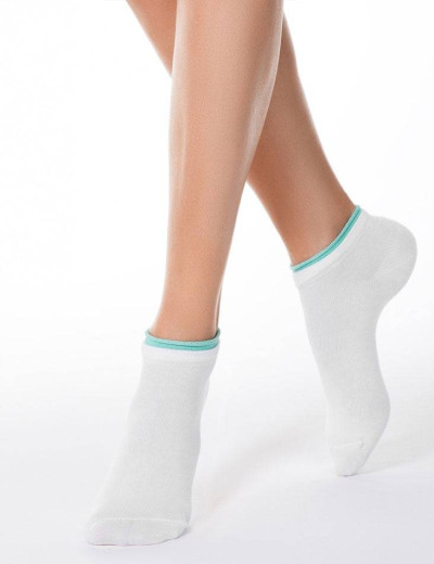 Укороченные женские носки CONTE ACTIVE 12С-32СП 035 белый/бледно-бирюзовый, Цвет: белый/бледно-бирюзов, Размеры: 36/37