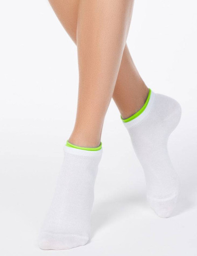 Укороченные женские носки CONTE ACTIVE 12С-32СП 035 белый/салатовый, Цвет: белый/салатовый, Размеры: 36/37