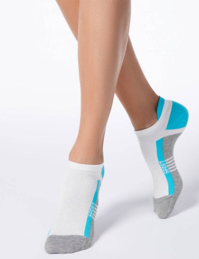Укороченные женские носки CONTE ACTIVE 16С-71СП 083 серый/бирюза, Цвет: серый/бирюза, Размеры: 36/37