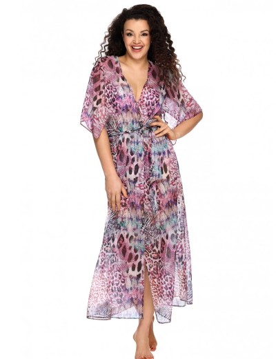 Длинная пляжная туника Ava 010, Цвет: розовый, Размеры: S/M, изображение 3