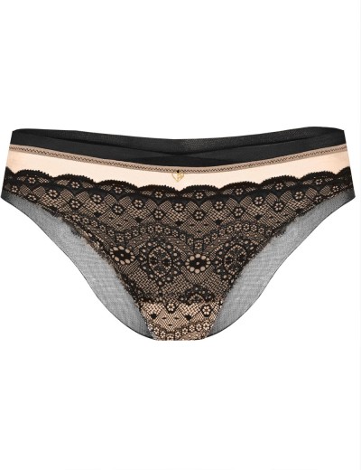 Кружевные трусы бразилиана Esotiq 39466 SWEETY черно-бежевый, Цвет: черно-бежевый, Размеры: S, изображение 4