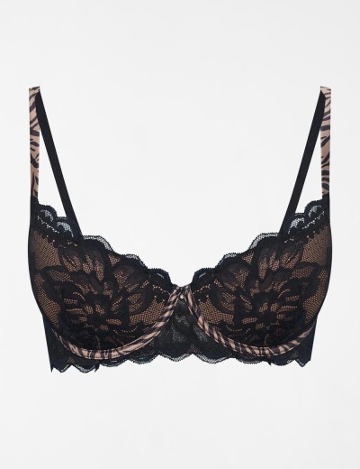 Кружевной бюстгальтер пуш-ап Esotiq 39504 SAFARI черно-бежевый, Цвет: черно-бежевый, Размеры: 70C, изображение 4