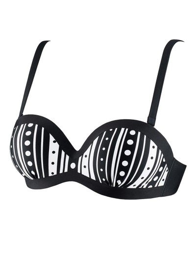 Купальный бюст-бандо с пуш-ап UNICONF CBS122 V1 DELICATE DOTS & LINES, Цвет: черный, Размеры: 75C, изображение 3