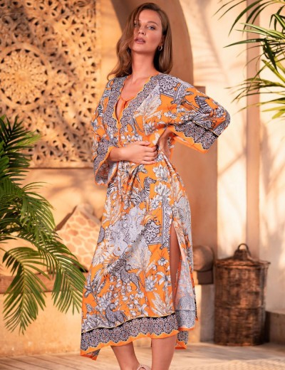 Длинная туника Mia-Amore MADAGASCAR 1798, Цвет: оранжевый, Размеры: 4XL/5XL, изображение 3