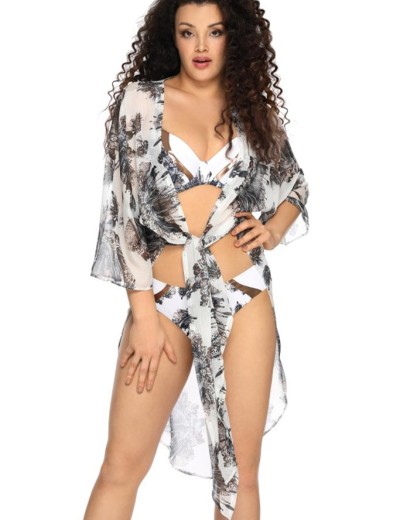 Легкая пляжная туника Ava PAREO 011 SHIRT, Цвет: белый, Размеры: 2XL/3XL, изображение 3