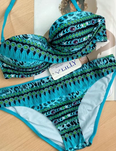 Купальник бандо пуш-ап Lilly FL18I голубой, Цвет: голубой, Размеры: 70B, изображение 2