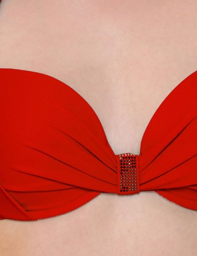 Купальник халтер с формованной чашкой Lilly FL44U красный, Цвет: красный, Размеры: 70C, изображение 3