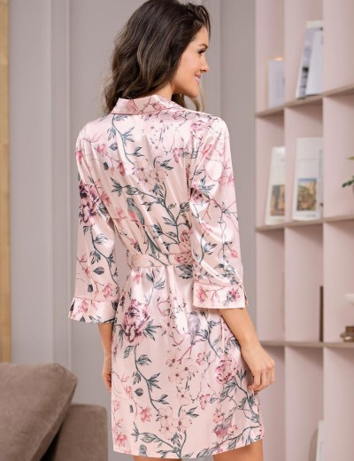 Халат на пуговицах атласный Mia-Amore ADRIANA 7133, Цвет: пудровый, Размеры: M, изображение 2