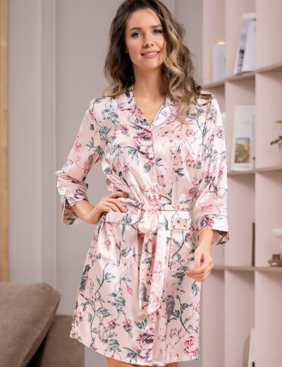 Халат на пуговицах атласный Mia-Amore ADRIANA 7133, Цвет: пудровый, Размеры: M, изображение 4