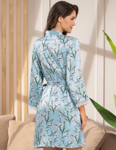 Халат-кимоно атласный Mia-Amore FLORA 7203 голубой, Цвет: голубой, Размеры: S/M, изображение 3