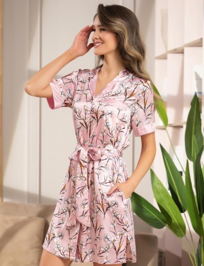 Атласная рубашка-халат Mia-Amore FLORA 7207 розовый, Цвет: розовый, Размеры: M, изображение 3