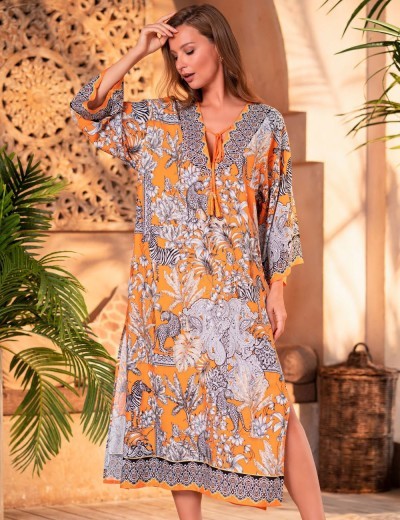 Туника пляжная Mia-Amore MADAGASCAR 1798, Цвет: оранжевый, Размеры: 4XL/5XL, изображение 3