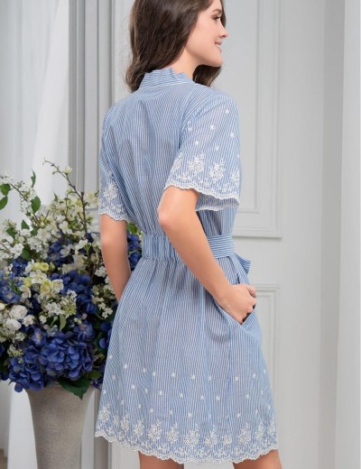 Короткий хлопковый халат Mia-Amore NIZZA 6713, Цвет: голубой, Размеры: XS, изображение 2