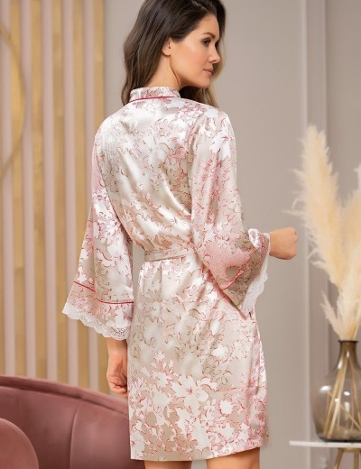 Атласный халат Mia-Amore PRIMAVERA 7183, Цвет: ваниль, Размеры: L/XL, изображение 2
