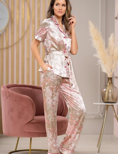 Атласный комплект с брюками Mia-Amore PRIMAVERA 7186, Цвет: ваниль, Размеры: L, изображение 4