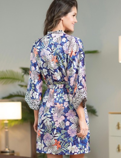 Халат-кимоно атласный Mia-Amore TROPICANA 7193, Цвет: темно-синий, Размеры: S/M, изображение 2