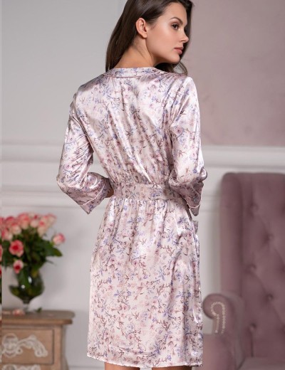 Короткий шелковый халат Mia-Amore VLADLENA 3597, Цвет: жемчужный, Размеры: XL, изображение 2