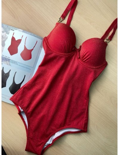 Закрытый купальник с формованными чашками Sielei BR50 rosso, Цвет: rosso (красный), Размеры: 90D, изображение 6