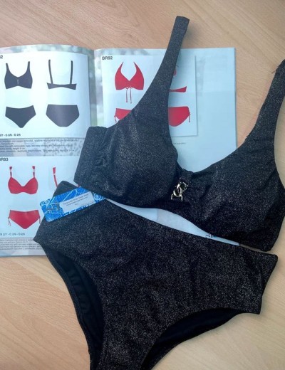 Раздельный купальник с мягкой чашкой Sielei BR82 nero, Цвет: nero (черный), Размеры: 85D, изображение 5