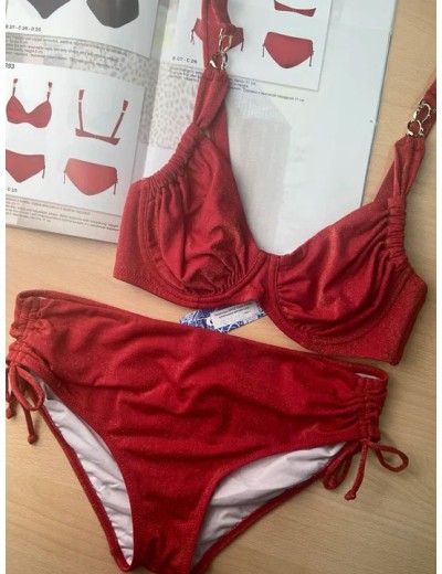 Раздельный купальник с мягкой чашкой Sielei BR93 rosso, Цвет: rosso (красный), Размеры: 90D, изображение 4