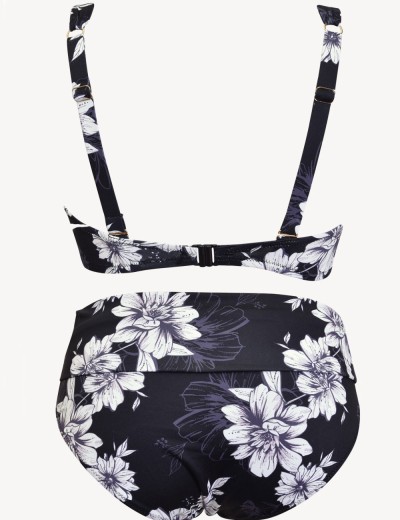 Раздельный купальник цветы Sielei FL54+FL67 nero, Цвет: nero (черный), Размеры: 95C, изображение 3