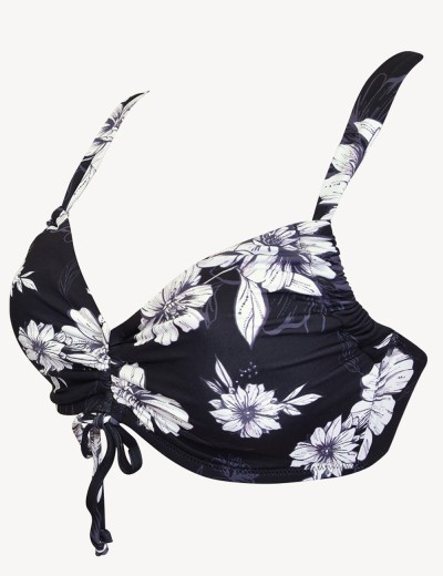 Раздельный купальник цветы Sielei FL54+FL67 nero, Цвет: nero (черный), Размеры: 95C, изображение 5