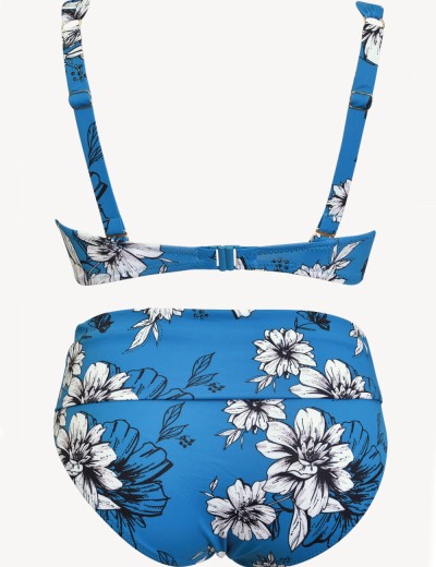 Раздельный купальник цветы Sielei FL54+FL67 ottanio, Цвет: ottanio (голубой), Размеры: 95C, изображение 3