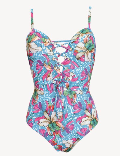 Совместный купальник с мягкой чашкой Sielei GL51 turchese, Цвет: turchese (бирюзовый), Размеры: 80B, изображение 2