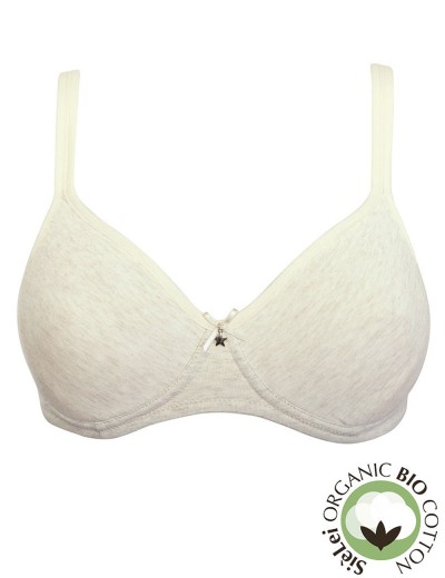 Хлопковый мягкий бюстгальтер без косточек Sielei NATURAL COTTON 1452 ecru melange, Цвет: ecru melange, Размеры: 75C, изображение 4