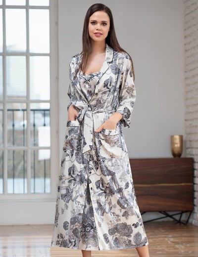 Длинный халат на пуговицах Mia-Amore LETUAL 3439 молочный, Цвет: молочный, Размеры: XL, изображение 3