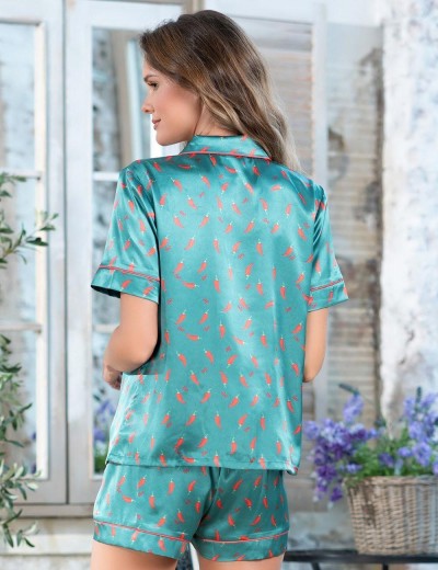 Атласная пижама с шортами Mia-Mella JULIA PEPPERS 7072 изумрудный, Цвет: изумрудный, Размеры: L, изображение 2