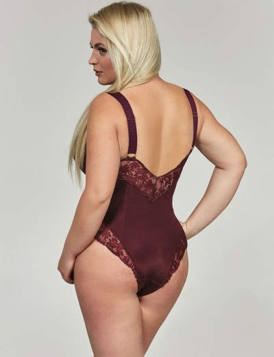Боди с мягкой чашкой Kris Line SELENA body soft lace, Цвет: бургунди, Размеры: 70GG, изображение 2