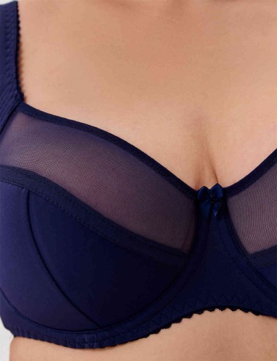 Бюстгальтер полумягкий с подкроем Novella 152 темно-синий, Цвет: темно-синий, Размеры: 75F, изображение 3 Бюстгальтер полумягкий с подкроем Novella 152 темно-синий, Цвет: темно-синий, Размеры: 75F, изображение 3