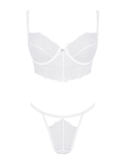 Белый кружевной комплект Obsessive BIANELLE SET, Цвет: белый, Размеры: L/XL, изображение 4