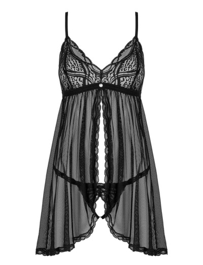 Бебби-долл + трусики с доступом Obsessive SEDILA BABYDOLL, Цвет: черный, Размеры: L/XL, изображение 4 Бебби-долл + трусики с доступом Obsessive SEDILA BABYDOLL, Цвет: черный, Размеры: L/XL, изображение 4