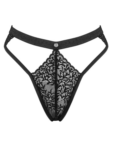 Высокие кружевные стринги Obsessive YASKANA THONG, Цвет: черный, Размеры: XS/S, изображение 4