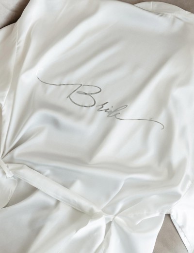 Короткий шелковый халат 5senses 7238 белый, Цвет: белый, Размеры: XS/S/M/L, изображение 6