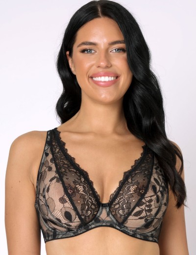 Бюстгальтер бралетт мягкий Subtille SCARLETTE soft bralette, Цвет: черный с бежевым, Размеры: 70F, изображение 3
