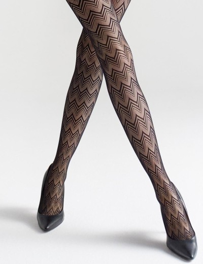 Ажурные колготки Marilyn CHARLY W09 черный, Цвет: черный, Размеры: 3/4, изображение 2