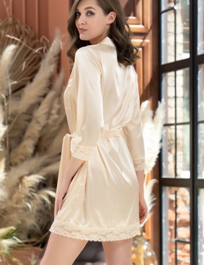 Халат-рубашка на пуговицах атлас Mia-Amore VALENTINO 7247 шампань, Цвет: шампань, Размеры: L, изображение 2