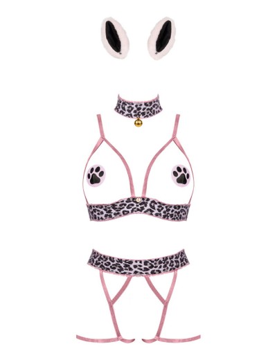 Ролевой комплект из 5-ти предметов Obsessive CATRINY, Цвет: леопард, Размеры: S/M, изображение 3