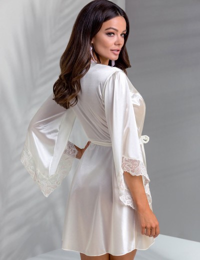 Атласный пеньюар CASMIR INOE PEIGNOIR, Цвет: экрю, Размеры: S/M, изображение 2